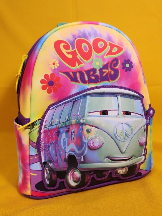 Loungefly Disney Pixar Cars Fillmore Tie-Dye Good Vibes Hippie Min Backpack NEW main image 7